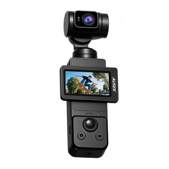 OEKE 4K Ultra HD Handheld 3-Axis Gimbal Stabilizer Camera with 2.0" Touchscreen, AI Face Tracking, Portable Pocket Vlog Action Camera for Travel, YouTube, TikTok, Content Creators,Black