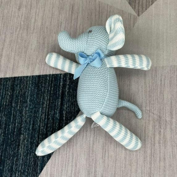 OEKO-TEX Certified Organic Baby Elephant Plush Toy - Hypoallergenic Soft Blue Stuffed Animal for Newborns 0-12 Months, 7 Inch Safe Baby Shower Gift