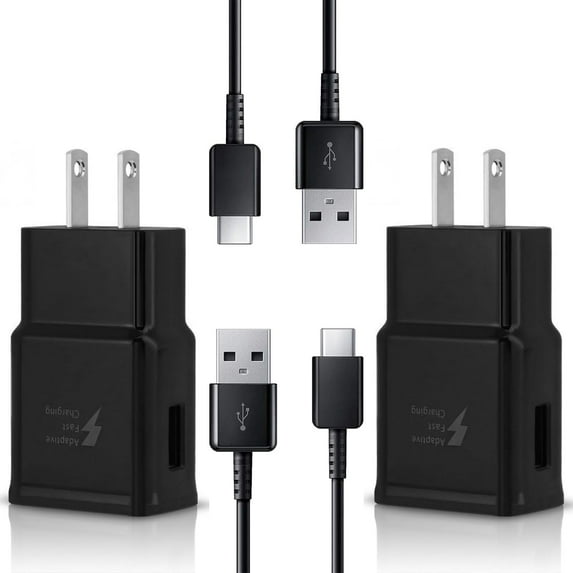 OEM [2Pack] Fast Charger Compatible with Samsung Galaxy A11/A15/A51/A71/5G/71s 5G UW 15W Adaptive Certified USB Type-C 5Gbps Data 4FT Charging Cable (BLACK)