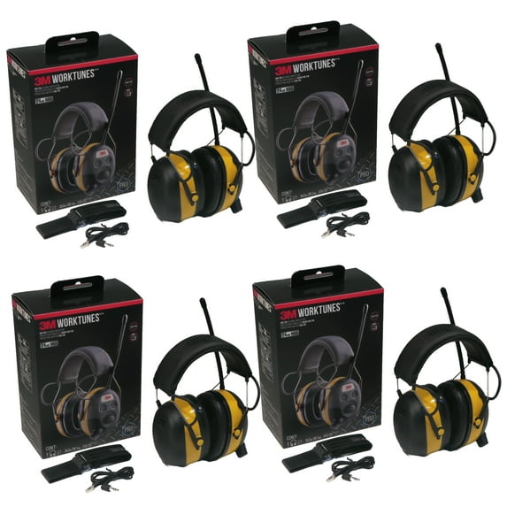 OEM (4-Pack) 3M Peltor Worktunes Headphones & Belt Clip for Music, Podcats, & Radio