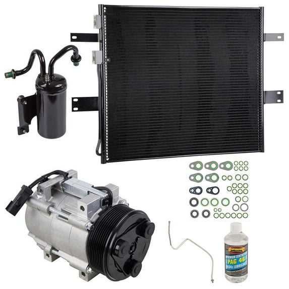 OEM AC Compressor w/ A/C Condenser & Drier For Dodge Ram Cummins 5.9L Diesel 2007 2008 - BuyAutoParts