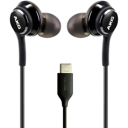 OEM AKG Earbuds Stereo Headphones for ASUS ROG Phone II - Designed by AKG - with Microphone and Volume Buttons (Black)