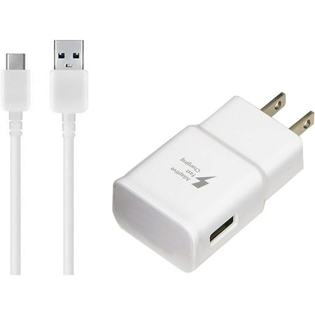 OEM Adaptive Fast Charger Compatible with Samsung Galaxy S20 FE 5G 15W with certified USB Type-C Data and Charging Cable. (WHITE 3.3FT 1M Cable)