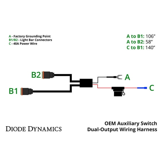 OEM Auxiliary Switch Dual-Output Wiring Harness Diode Dynamics