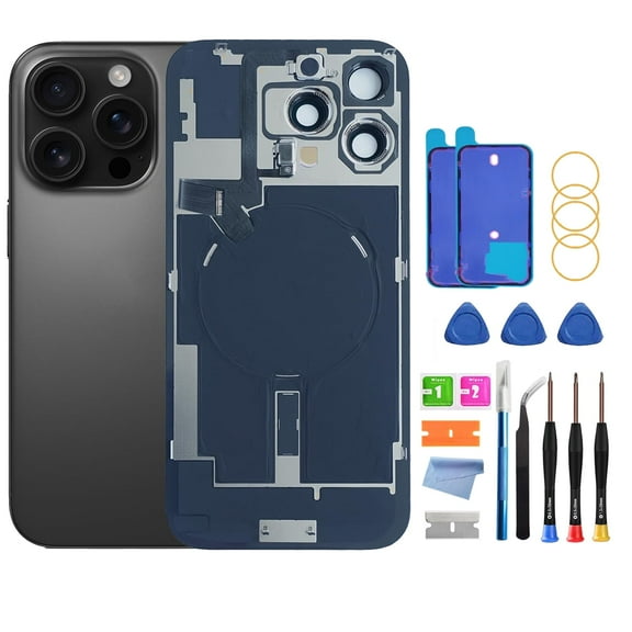 OEM Back Glass Replacement for iPhone 16 Pro Max (6.7-Inch) – With Pre-Installed Plate & Flex Cable – Includes Repair Tools(Black Titanium)