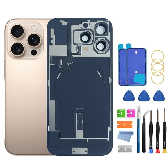 OEM Back Glass Replacement for iPhone 16 Pro Max (6.7-Inch) – With Pre-Installed Plate & Flex Cable – Includes Repair Tools(Desert Titanium)