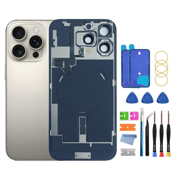 OEM Back Glass Replacement for iPhone 16 Pro Max (6.7-Inch) – With Pre-Installed Plate & Flex Cable – Includes Repair Tools(Natural Titanium)