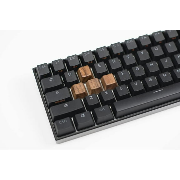 OEM Black Walnut Artisan Wooden Keycaps WASD