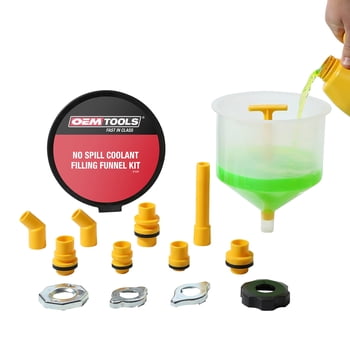 OEMTOOLS Universal No-Spill Coolant Funnel Kit, 15 Piece Fluid & Oil Funnel Set