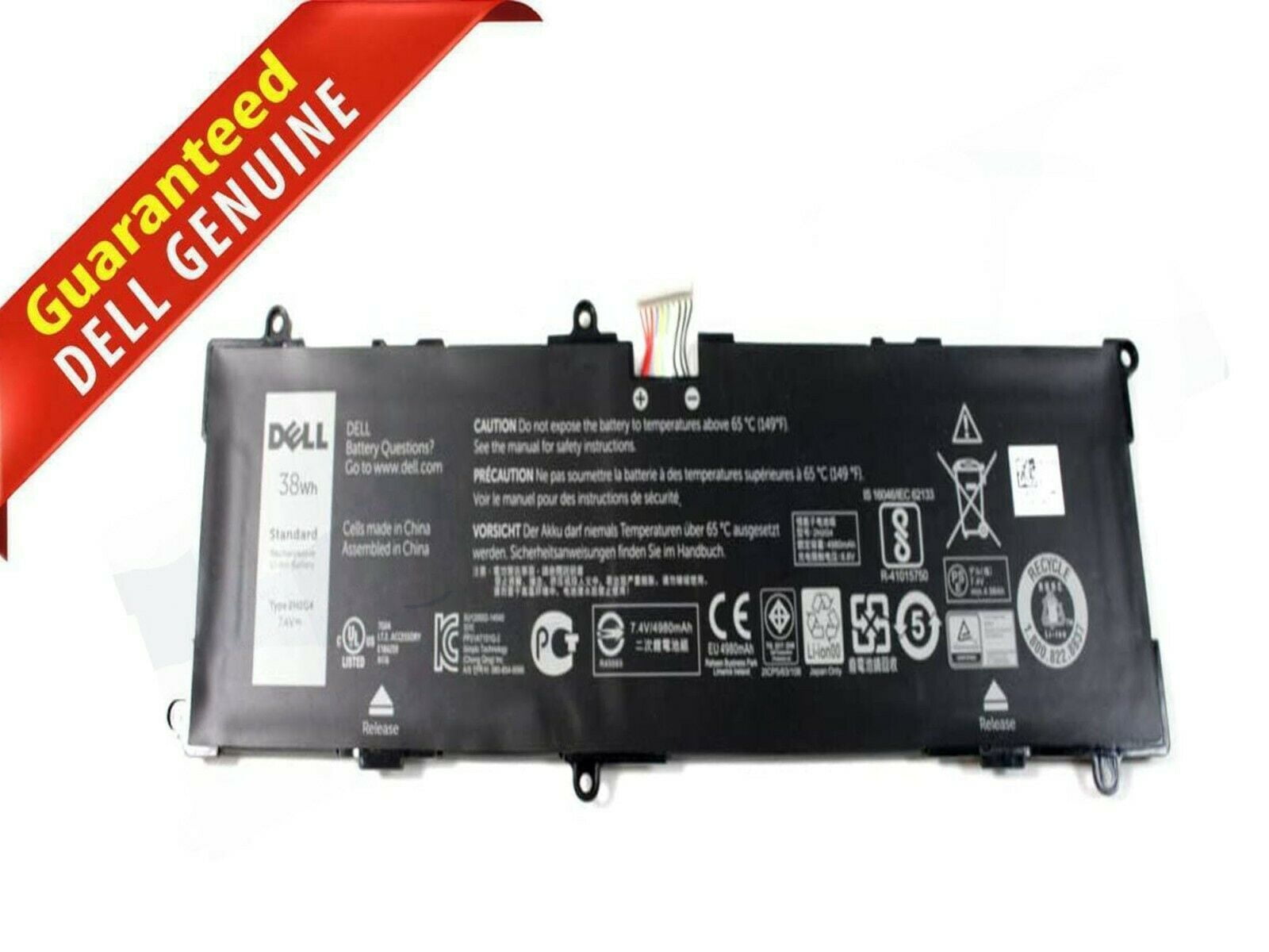 Batterie pour ordinateur portable Dell 2H2G4 Venue 11 Pro 7140 Series Notebook T07G002 HFRC3 TXJ69 0TXJ69 7,4 V 38 Wh 4980 mAh