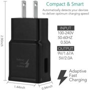 OEM EP-TA20JBEUGUS Inbox Replacement 15W Adaptive Fast Wall Charger for LG K11 Plus Includes Fast Charging 10FT Micro USB Charging Cable, and 3.5mm Earphone with Mic – 3 Items Bundle - Black