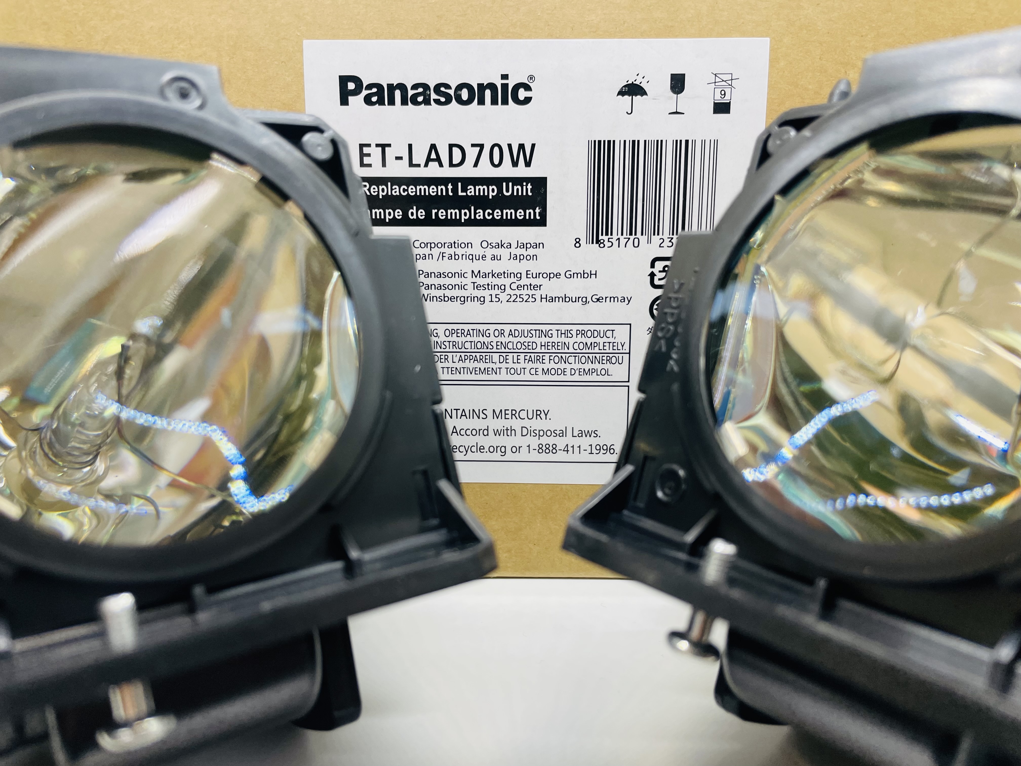OEM ET-LAD70AW Lamp & Housing Twinpack for Panasonic Projectors - 1 Year Jaspertronics Full Support Warranty! - image 1 of 9