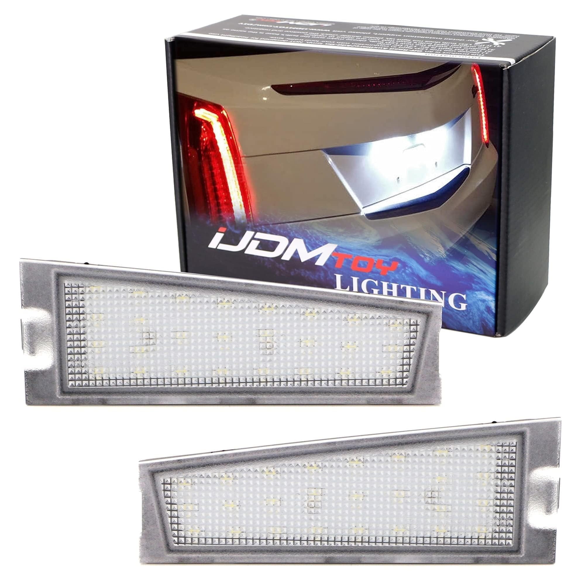 OEM-Fit 3W Full LED License Plate Light Kit For 2008-2010 Cadillac CTS CTS-V Sedan, Powered by 18-SMD Xenon White LED Diodes