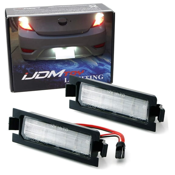 OEM-Fit 3W Full LED License Plate Light Kit For 2012-17 Hyundai Accent & 13-17 Elantra GT Hatchback, Powered by 18-SMD Xenon White LED