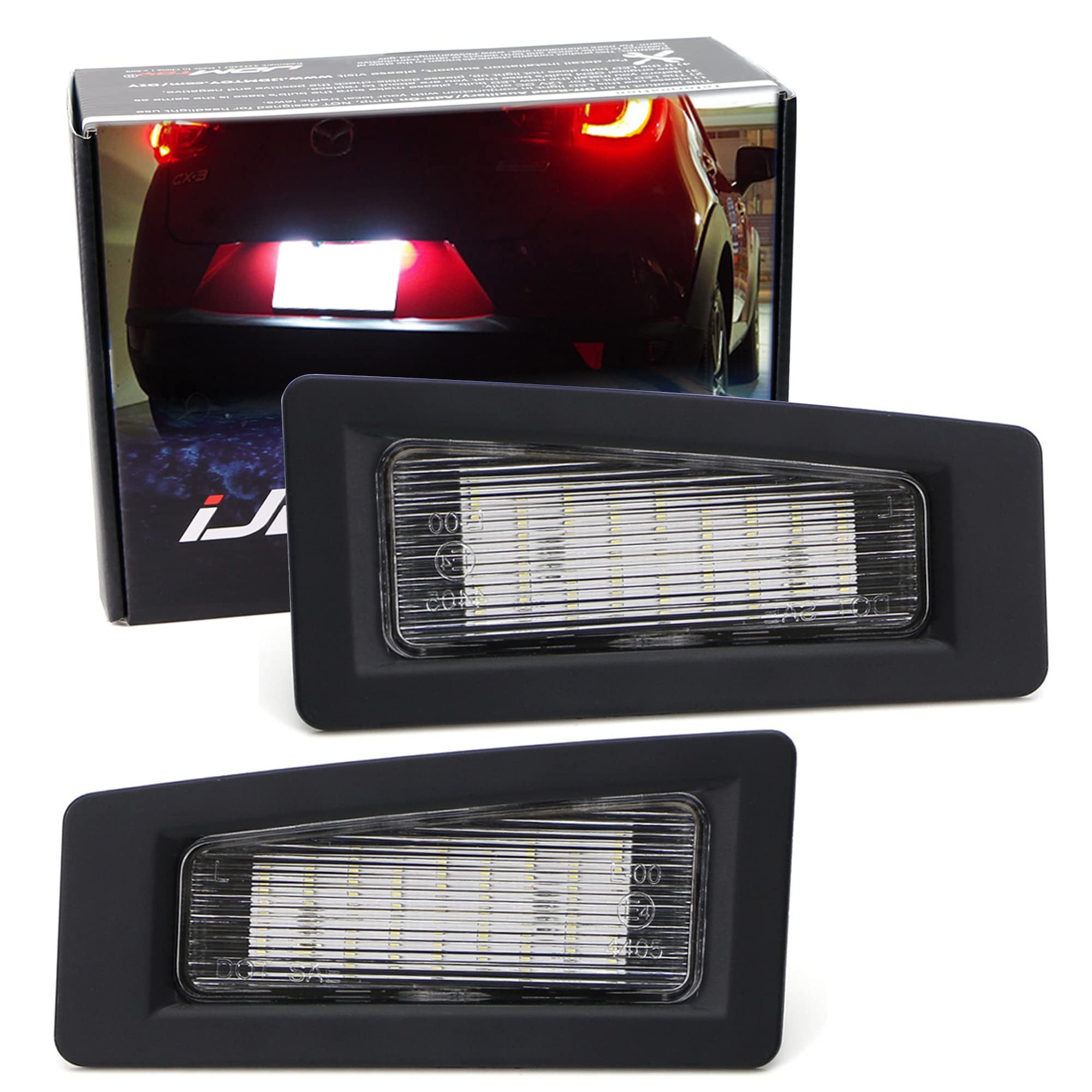 2Pcs For Mazda3 Mazda 2 2015-2017 CX-3 2015-2021 LED License Plate Lights Car Rear Number Lamps 18SMD White Canbus OEM#B45A512L0 - 34