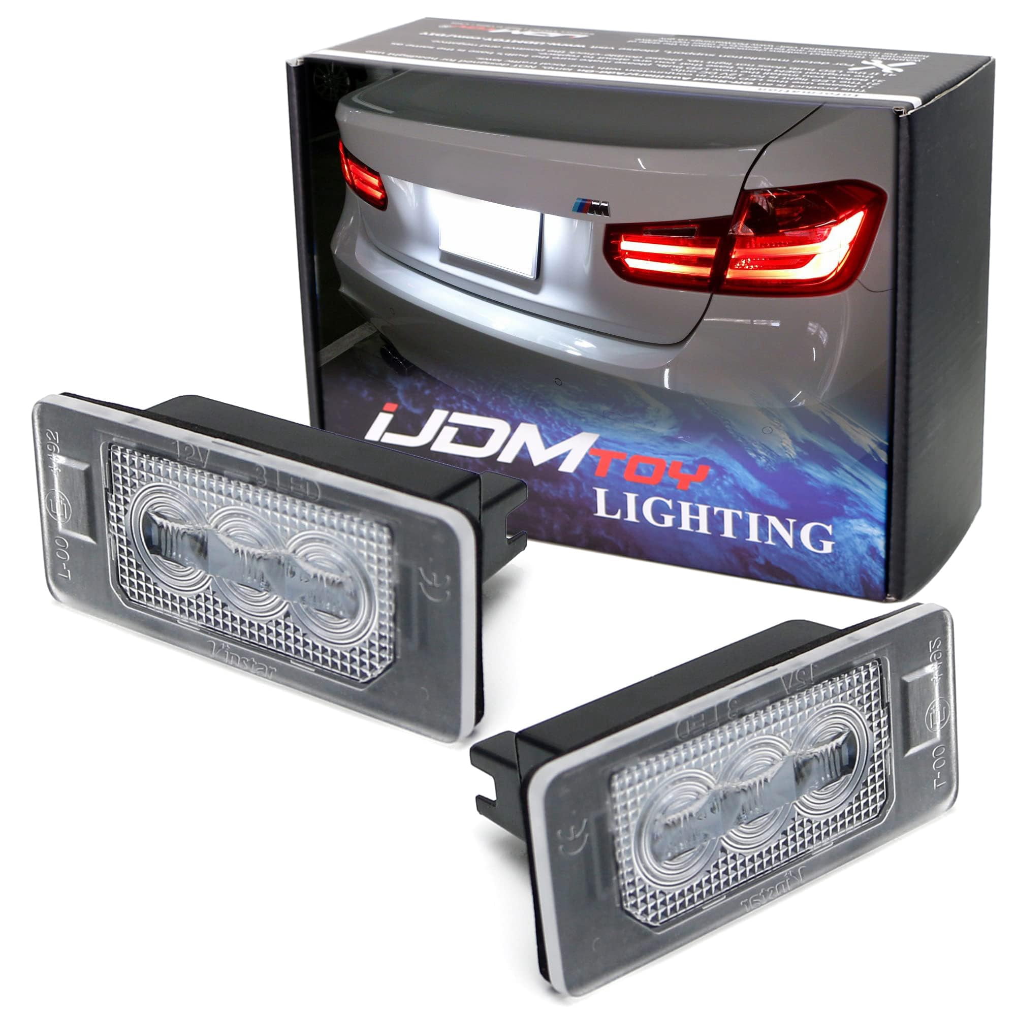 OEM-Fit 3W Full LED License Plate Light Kit For BMW 1 2 3 4 5 Series X5 X6, Powered by 3 Super Bright White LED Lights & CAN-bus Error Free