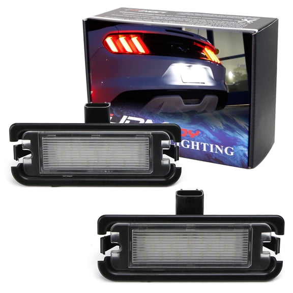OEM-Fit 3W Full LED License Plate Light Kit For Ford 2015-up Mustang, Powered by 18-SMD Xenon White LED