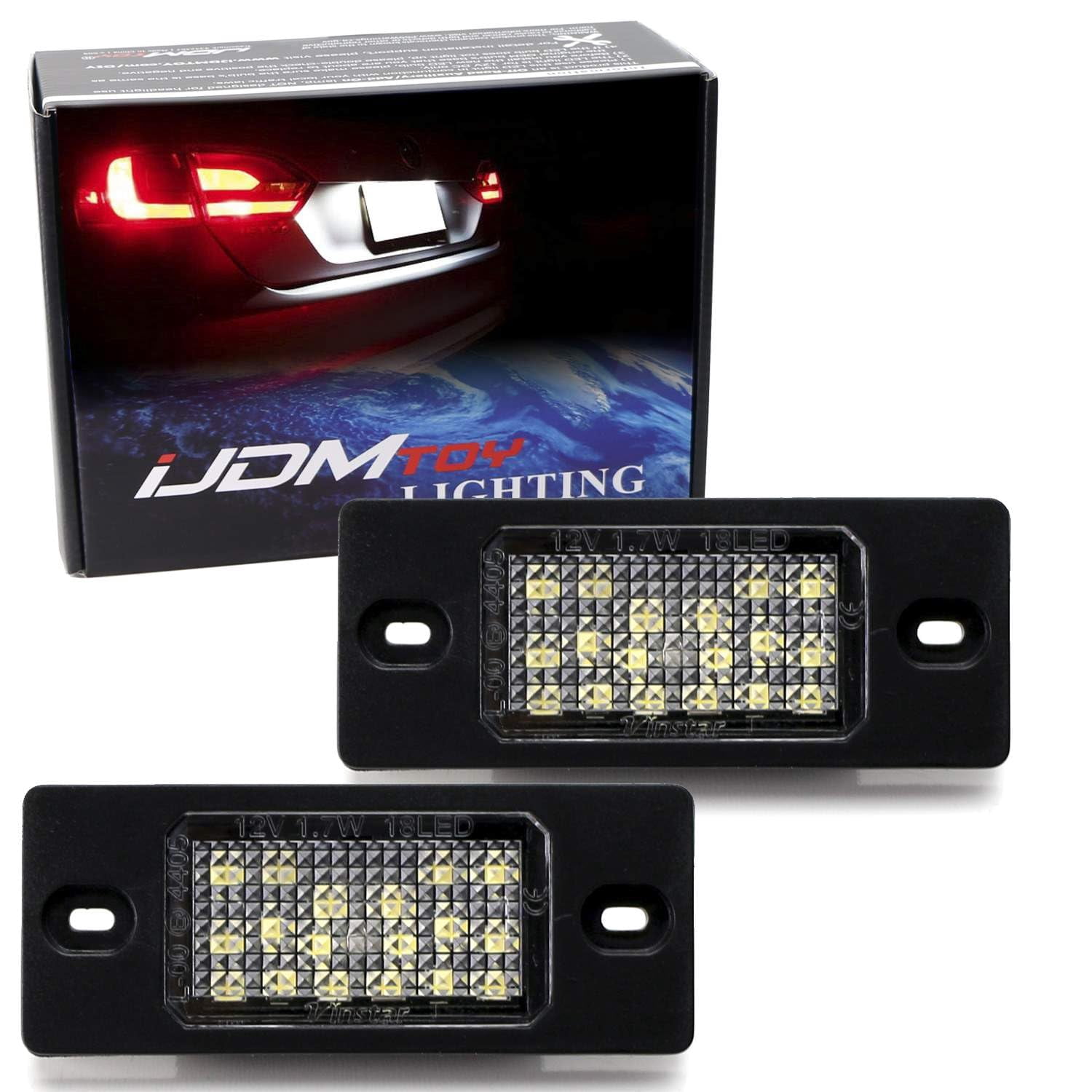 OEM-Fit 3W Full LED License Plate Light Kit For Volkswagen: Touareg, Porsche: Cayenne, Powered by 18-SMD Xenon White LED & Can-bus Error Free
