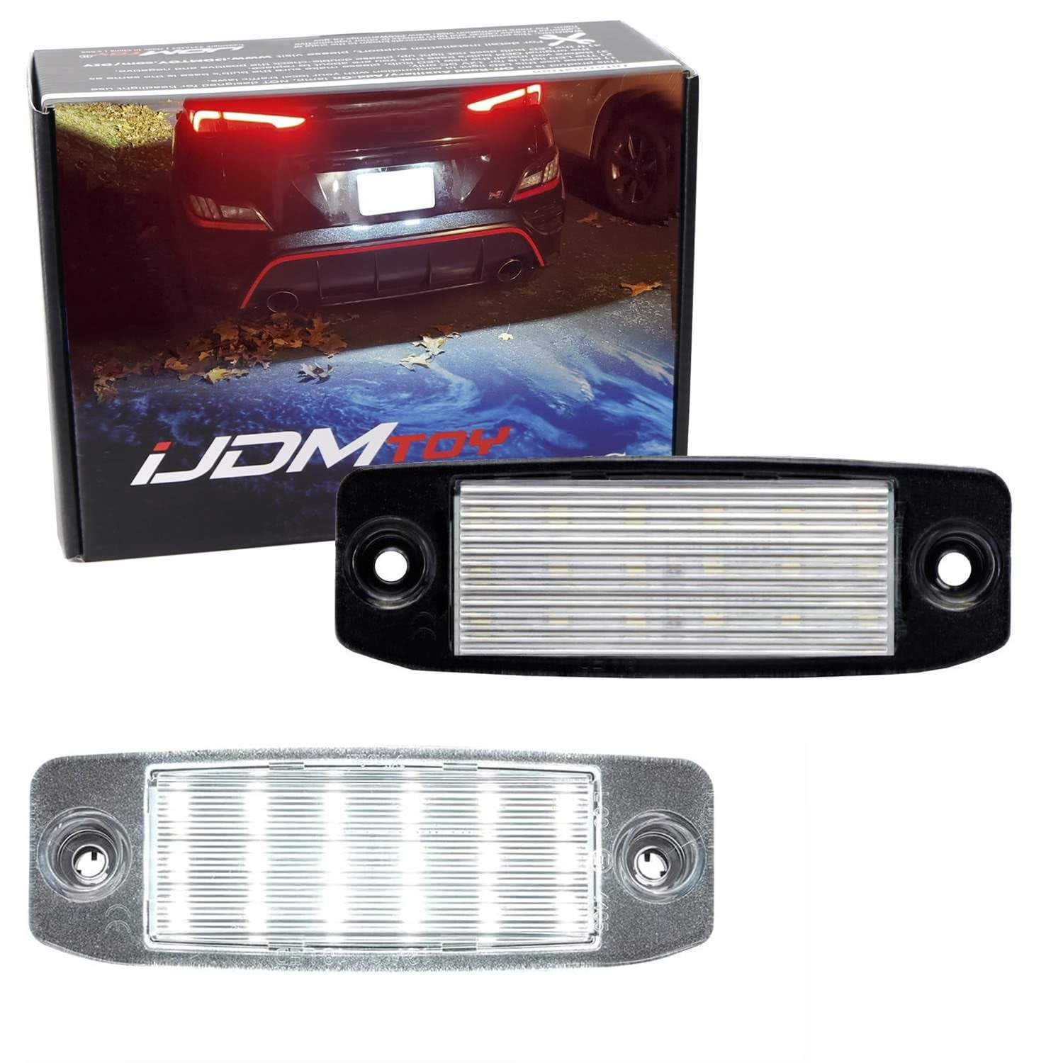 OEM-Fit 3W Full LED License Plate Light Kit For Hyundai/Kia 2005-09 Tucson, 2006-11 Elantra, 2011-16 Sportage, 2011-2020 Sorento, Powered by 18-SMD Xenon White LED