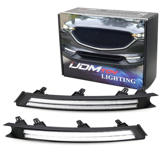 OEM-Fit White/Amber Sequential Switchback LED Daytime Running Light Kit For 2017-up Mazda CX-5, White LED DRL, Amber Dynamic Flash Turn Signal