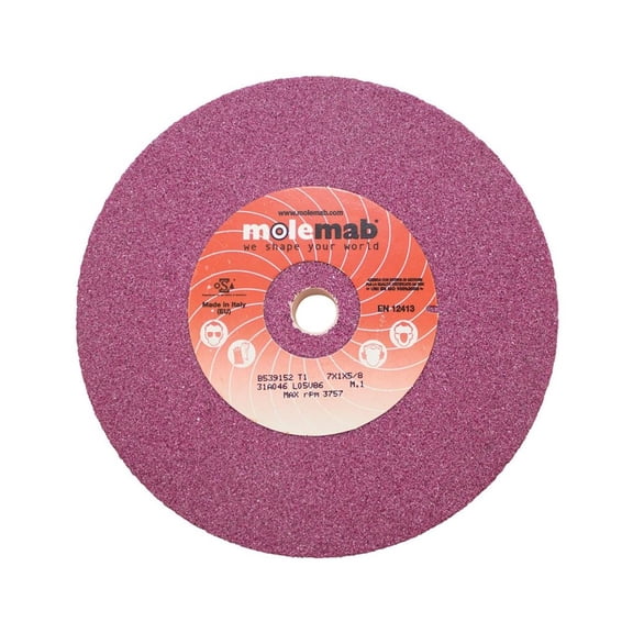 OEM Grade 7" Blade Grinding Wheel 46 Grit Ruby Aluminum Oxide Vitrified Bond- Compatible with All Bench Grinders 5/8" Arbor- Professional Lawn Mower Blade Sharpening Tool Unit