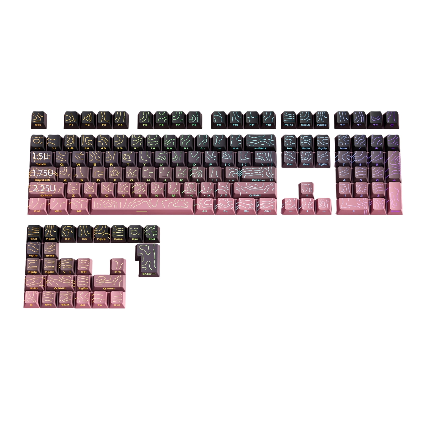 OEM Height Keycaps Contouring Lines Side Printing Mechanical Keyboards Color Optional