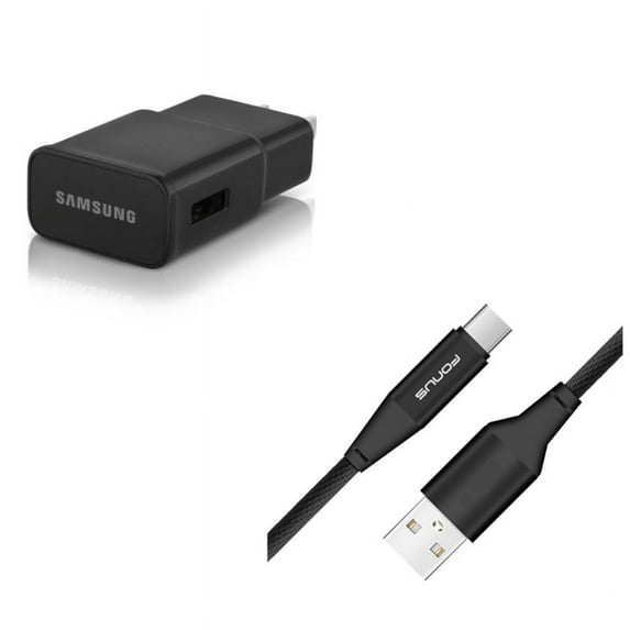 OEM Home Charger & 10ft USB Cable for Samsung Galaxy S22,Ultra,S21,Ultra,S20 Ultra,Plus,Fan Edition,FE 5G - Adaptive Fast USB + Type-C Charger Cord Combo