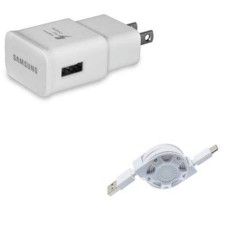 OEM Home Charger + USB Cable for Samsung Galaxy Z Fold4/Fold 3 5G/Flip4 Phones - Adaptive Fast USB Power Adapter and Retractable Type-C Charger Power Combo