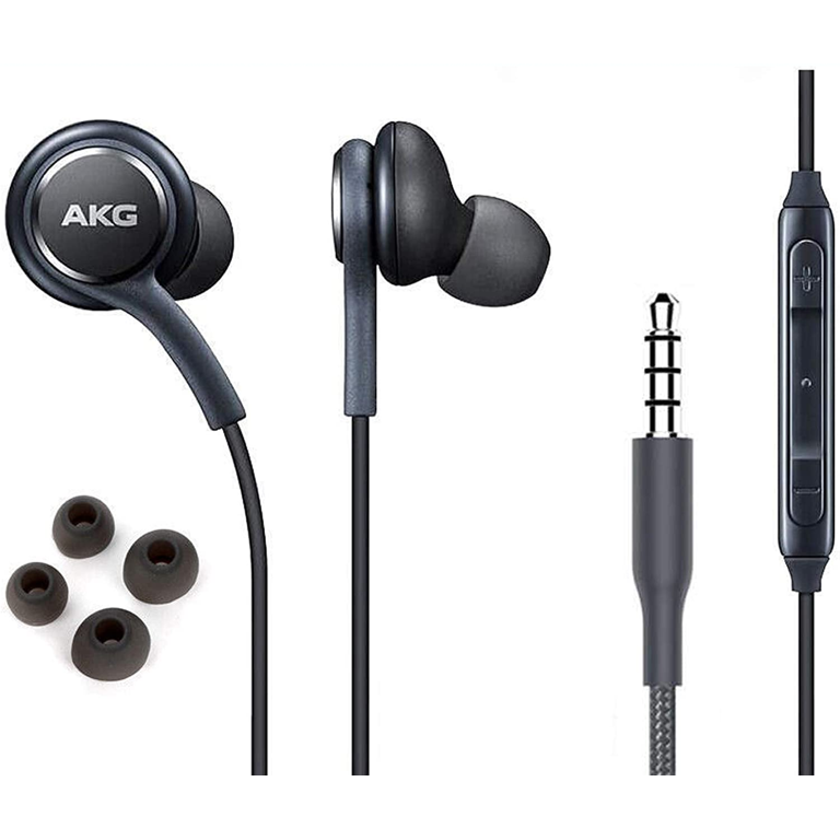 OEM InEar Earbuds Stereo Headphones for Micromax A120 Canvas 2 Colors Plus Cable Designed by AKG with Microphone and Volume Buttons Black