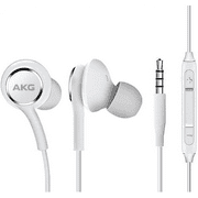 OEM InEar Earbuds Stereo Headphones for Plum Check Plus Plus Cable - Designed by AKG - with Microphone and Volume Buttons (White)