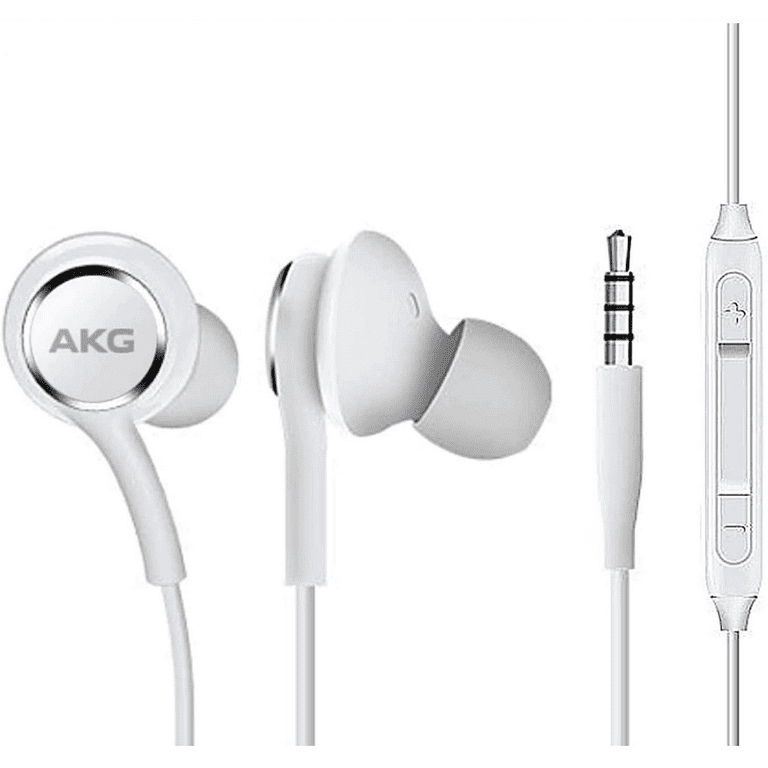 OEM InEar Earbuds Stereo Headphones for Samsung Galaxy S7 USA Plus Cable Designed by AKG with Microphone and Volume Buttons White