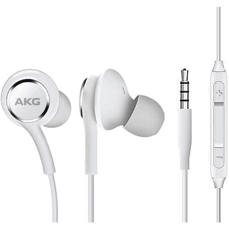 OEM InEar Earbuds Stereo Headphones for Sony Xperia M2 Plus Cable Designed by AKG with Microphone and Volume Buttons White