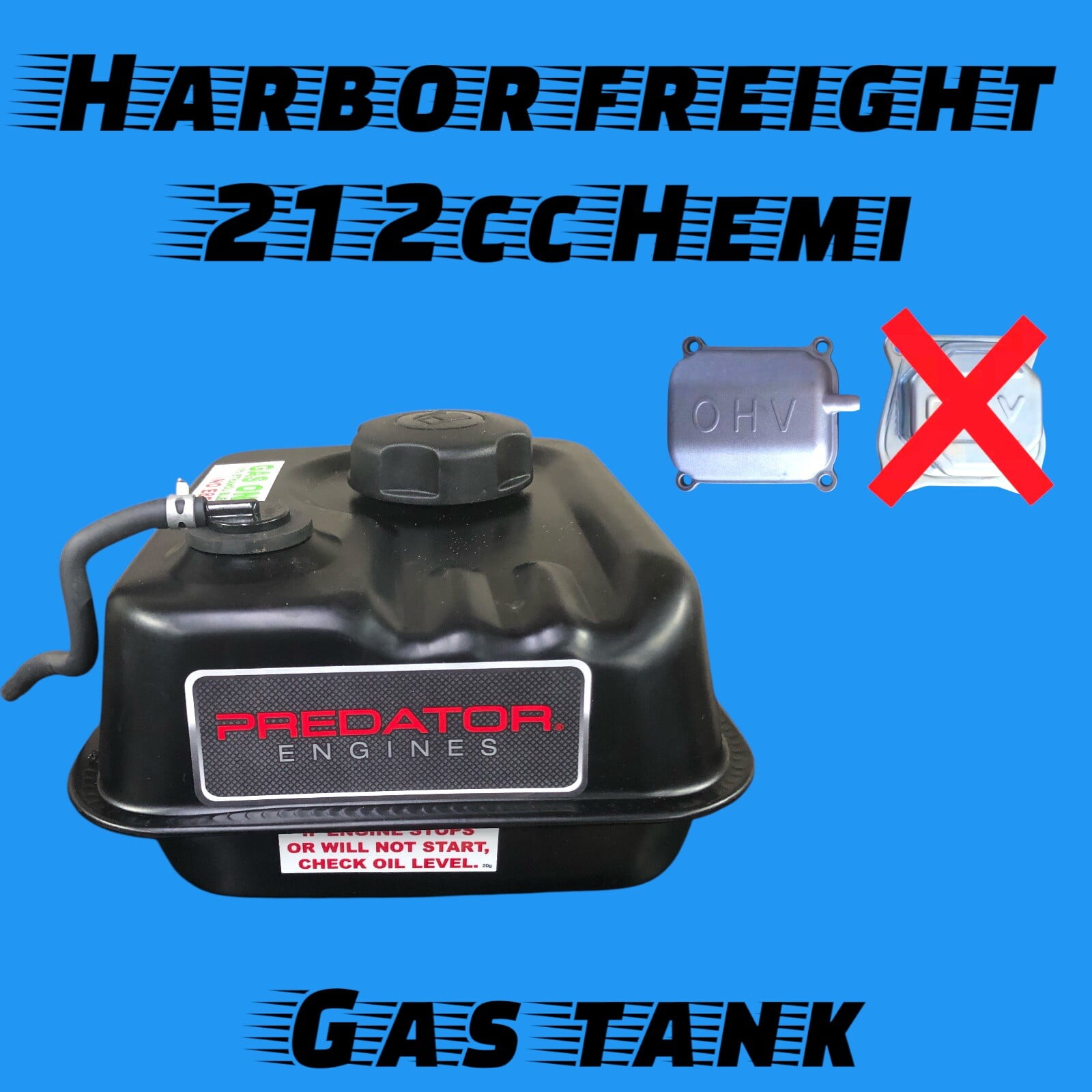 Harbor Freight Predator 212CC 6.5HP OHV Gas Moteur Go Kart Red Tirer Début Recul - Foto 6