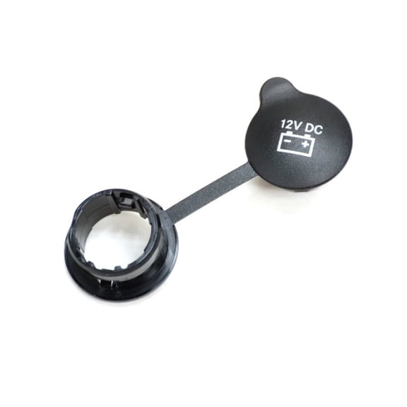 KarParts360 For Jeep Commander 2009 2010 Power Outlet Cap Passenger Side | Ignition Feed | Battery Feed | 12 DC Volts | With Mount Ring And Tether | With Battery Logo And Battery Symbol