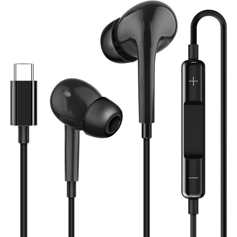 USB C Headphones for iPhone 15 Type C Earbuds Wired Earphones with Mic Remote Control Noise Cancelling for iPhone 15 pro iPad Pro Galaxy S23 S22 S21 S20 Ultra Note 10 20 Pixel 7 6 6a 5 4 Walmart