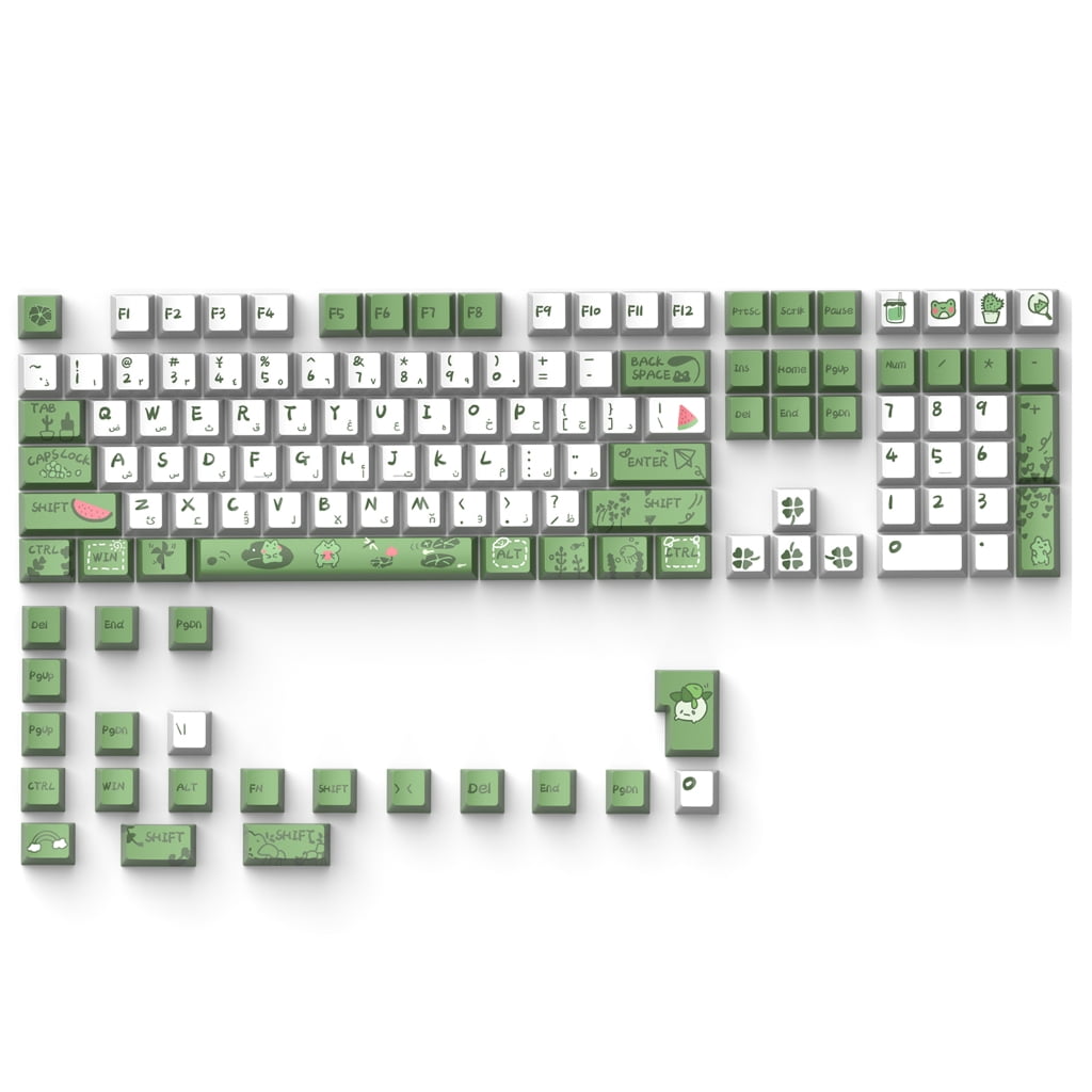 OEM Profile Keycaps 129 Keys Cartoon Frog Pattern Thick PBT For Gaming