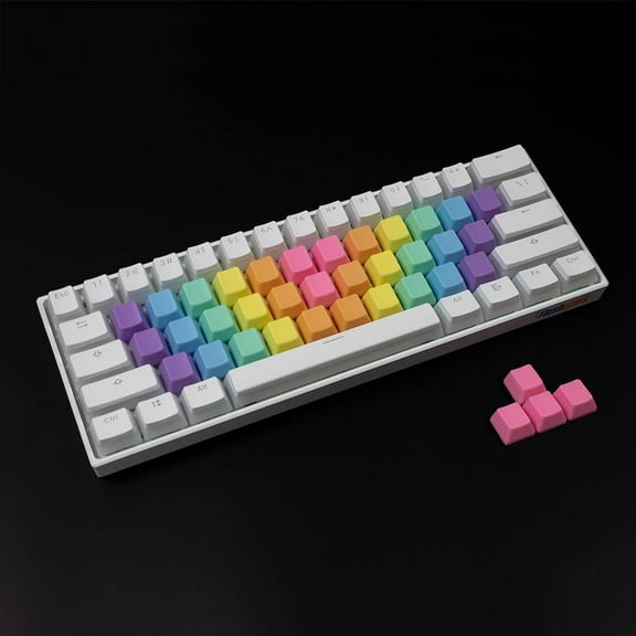 OEM Profile PBT Alpha Keycaps - Rainbow Wave Blank BRIGHT (37 keys)