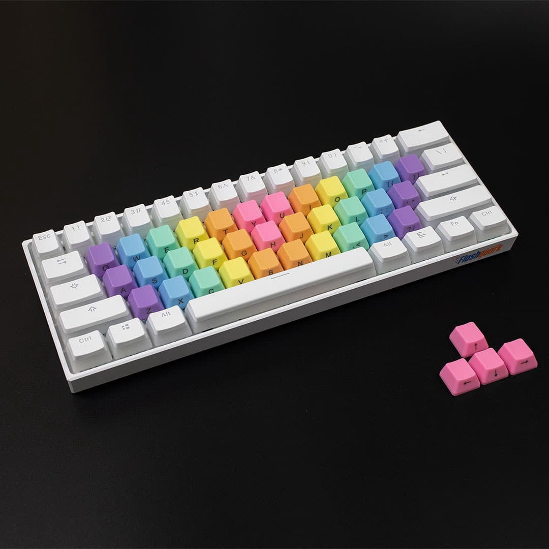 OEM Profile PBT Alpha Keycaps - Rainbow Wave Side Legends BRIGHT (37 keys)