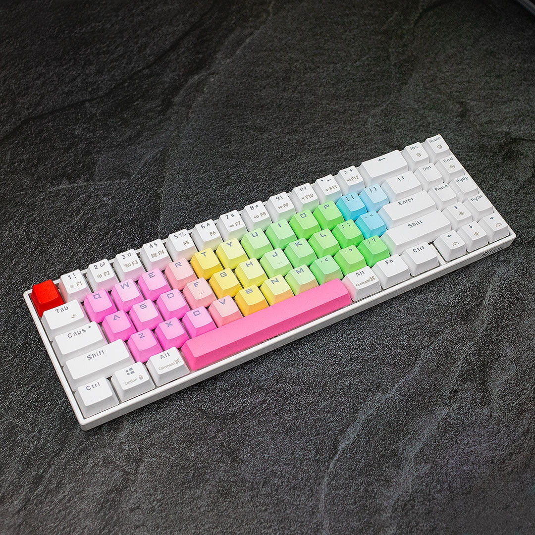 OEM Profile PBT Alpha Keycaps with Translucent Legends - Rainbow Blast