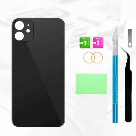 OEM Rear Back Glass Replacement for iPhone 11 6.1 inches with Reparing Toolkit and Pre-Installed Adhesive (Black)