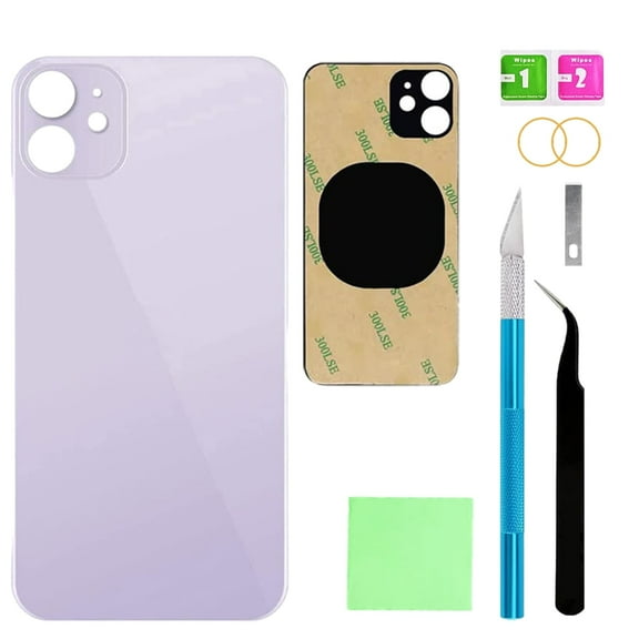 OEM Rear Back Glass Replacement for iPhone 11 6.1 inches with Reparing Toolkit and Pre-Installed Adhesive (Purple)
