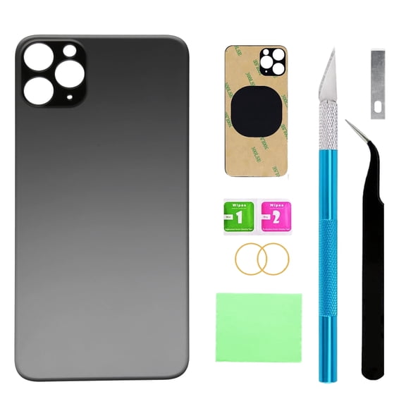 OEM Rear Back Glass Replacement for iPhone 11 Pro Max 6.5 inches with Reparing Toolkit and Pre-Installed Adhesive (Space Gray/Black)