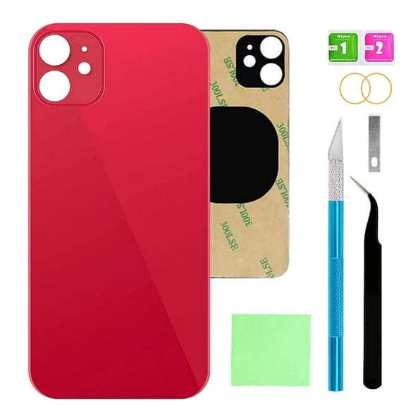 OEM Rear Back Glass Replacement for iPhone 12 6.1 inches with Reparing Toolkit and Pre-Installed Adhesive (Red)