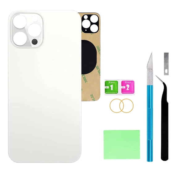 OEM Rear Back Glass Replacement for iPhone 12 Pro 6.1 inches with Reparing Toolkit and Pre-Installed Adhesive (Silver)