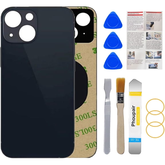 OEM Rear Back Glass Replacement for iPhone 13 6.1 Inches with Professional Repair Tool Kit (Midnight/Black)