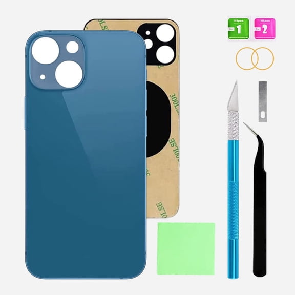 OEM Rear Back Glass Replacement for iPhone 13 Mini 5.4 inches (Blue) with Reparing Toolkit