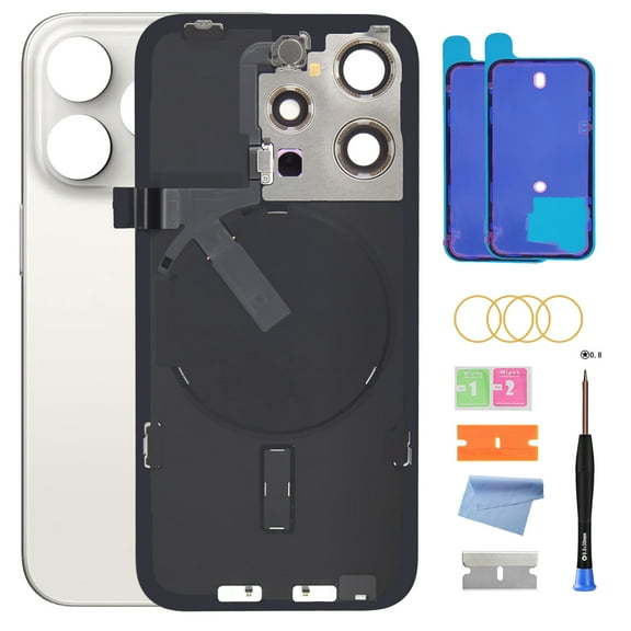 OEM Rear Back Glass Replacement for iPhone 15 Pro 6.1-Inch   Includes Repair Tool Kit and All Necessary Parts(Silver Titanium)