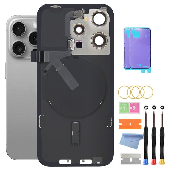 OEM Rear Back Glass Replacement for iPhone 15 Pro 6.1-Inch   Includes Repair Tool Kit and All Necessary Parts(Natural Titanium)
