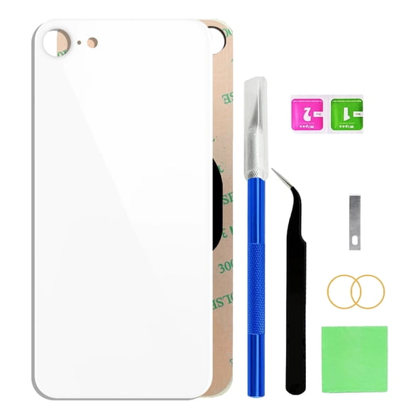 OEM Rear Back Glass Replacement for iPhone SE 4.7 inches (White) 2020 Second Generation and 2022 Third Generation with Reparing Toolkit