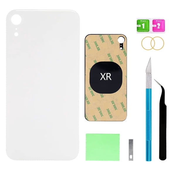OEM Rear Back Glass Replacement for iPhone XR 6.1 inches with Reparing Toolkit and Pre-Installed Adhesive (White)